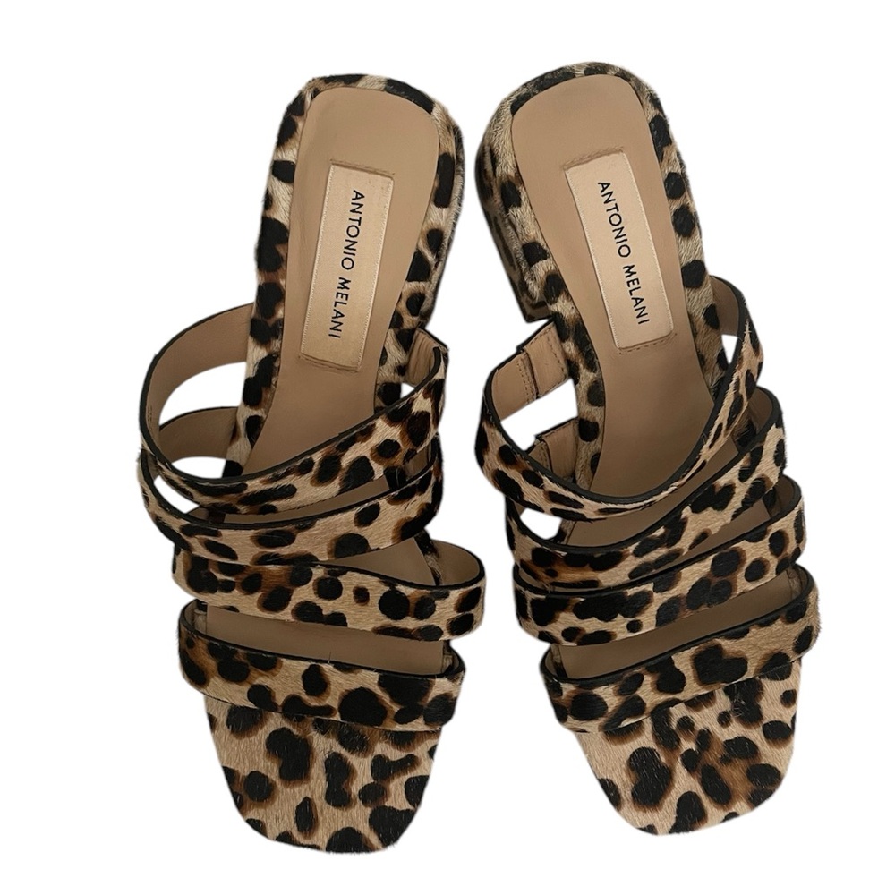 Antonio Milani Cosgrove Calf Hair Cheetah Print Slip On Sandal NWT